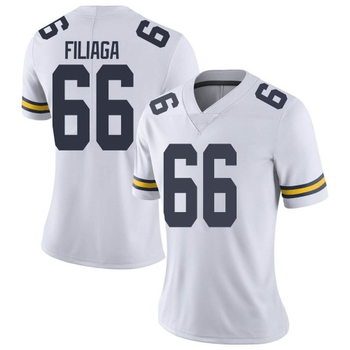 Chuck Filiaga Michigan Wolverines Women's NCAA #66 White Limited Brand Jordan College Stitched Football Jersey XPY2754RZ